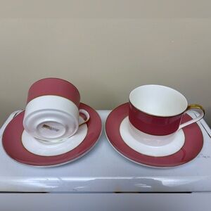 Savoir Vivre Bone China Porcelain Pair of Cups & Saucers